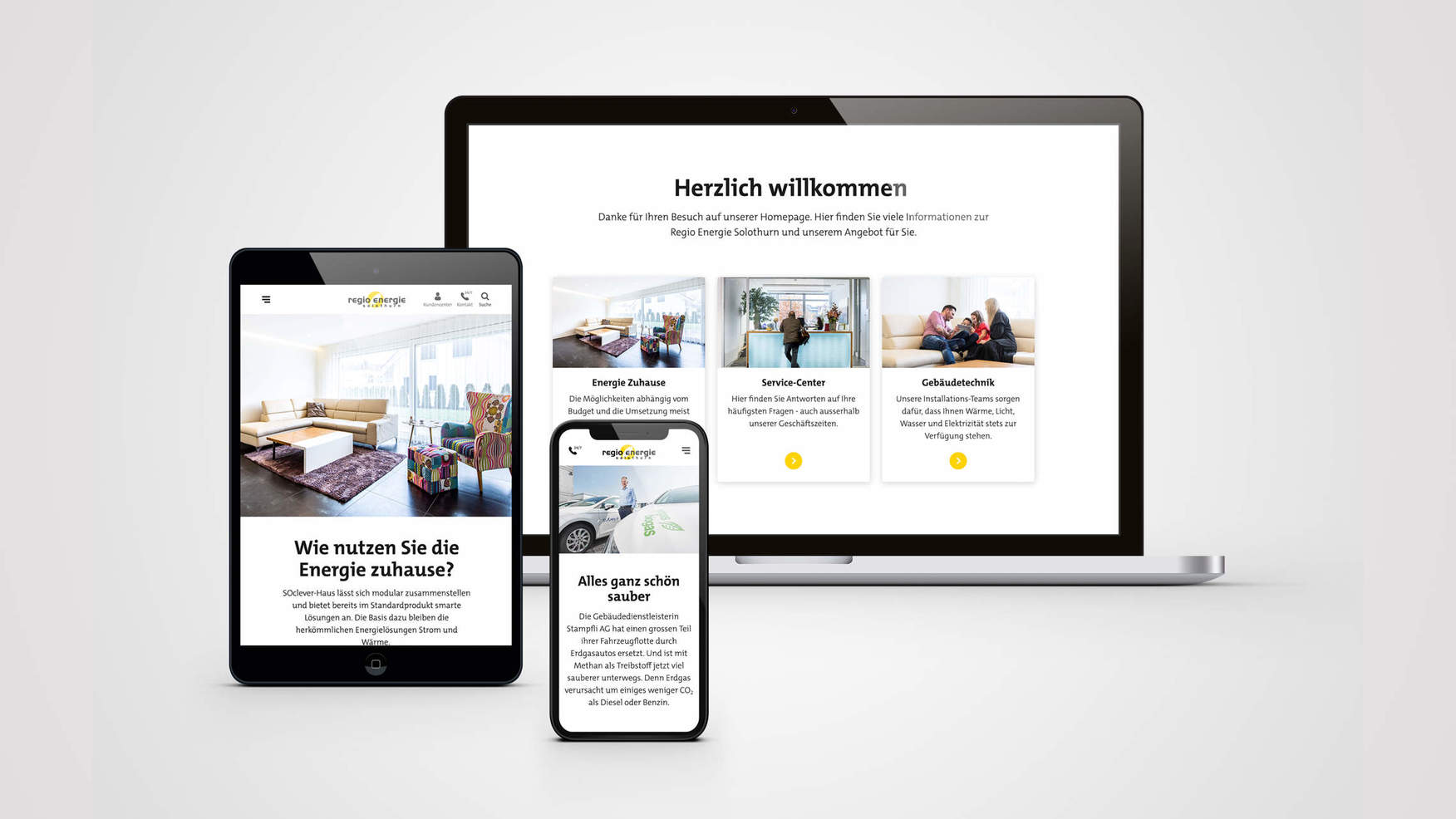 Die neue Website auf Smartphone, Tablet und Laptop